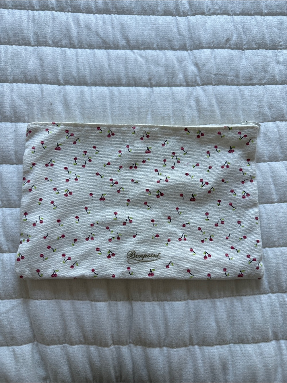 Bonpoint White and Pink Cherry Print Pouch